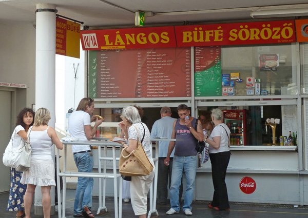 The lángos stand at Fény St. market Budapest