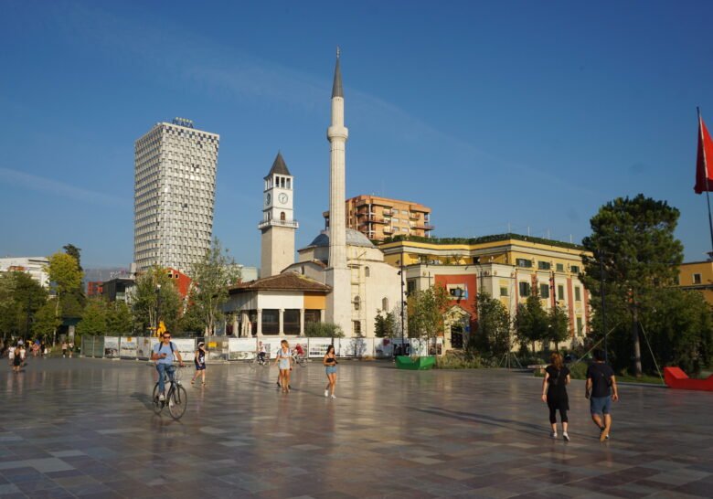The tiles of Scanderbeg Square Tirana