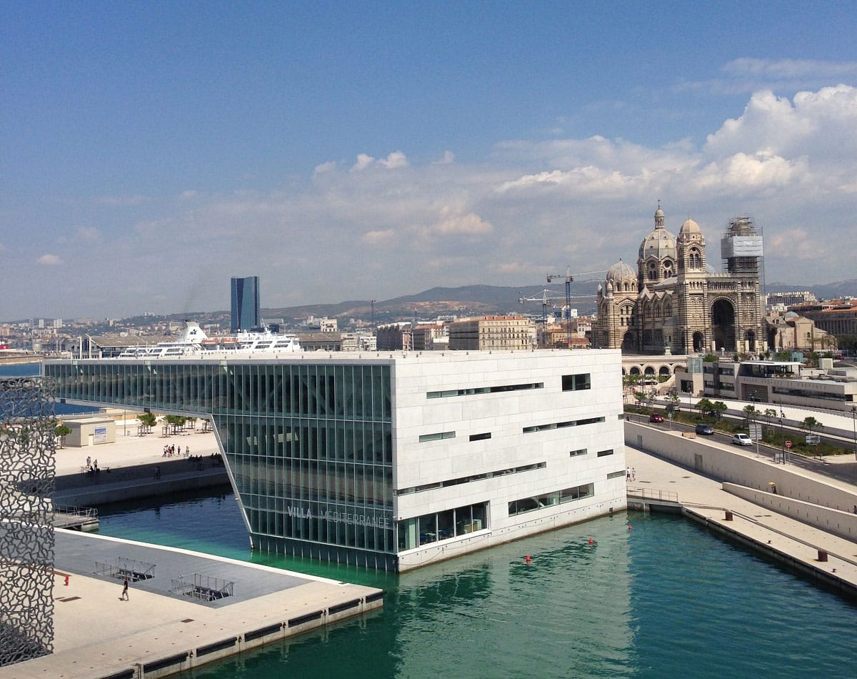 The Villa Méditerranée with Marseille cathedral in the background - by Edoardo Parenti
