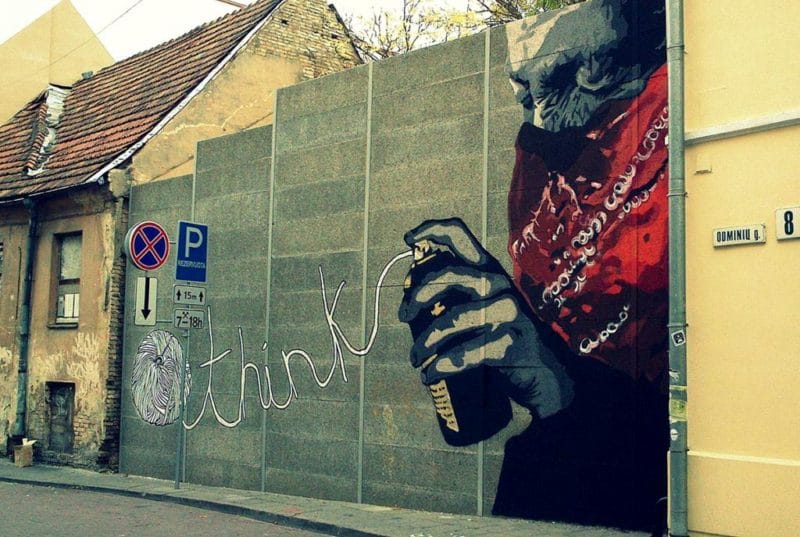 Mural "Think" (by Šarūnas Andriušaitis)