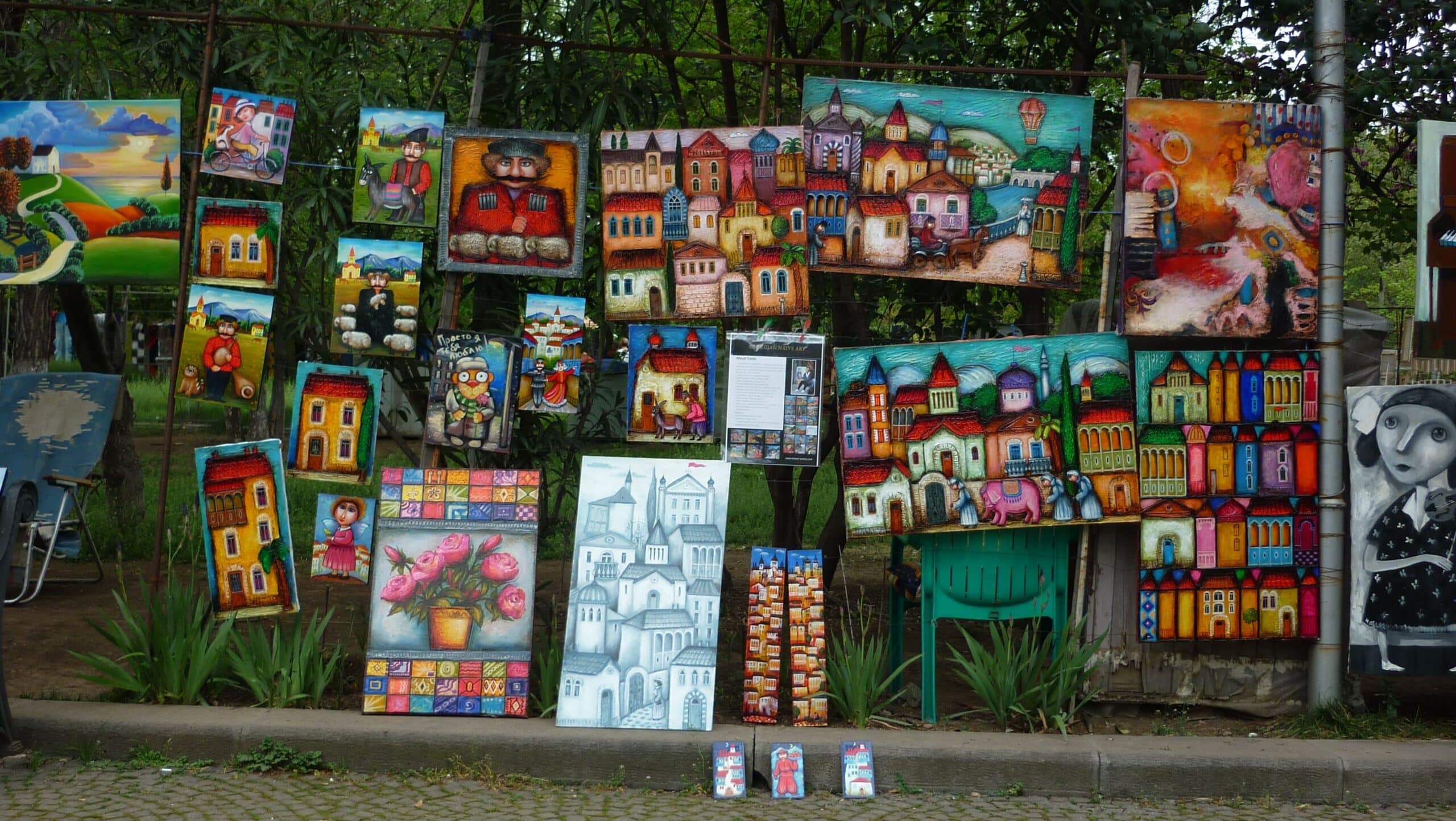 Painting on a fence on Dry Bridge Park, Tbilisi